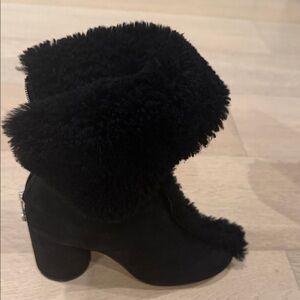Maison Martin Margiela Black Shearling Trim Ankle Boots